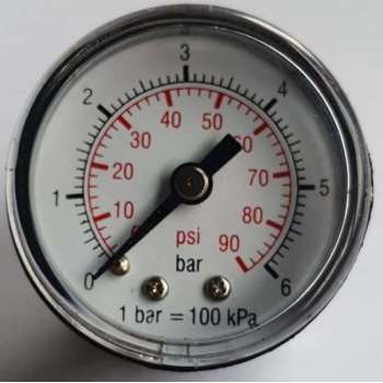 K&W Manometer 40 mm diameter 0-6 bar met 1/8"  achter aansluiting geschikt voor luchtdruk