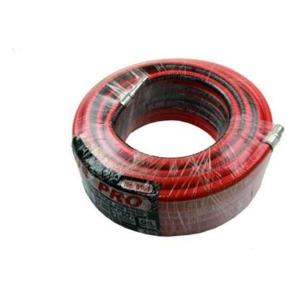 Rubberen luchtslang 1/4" met snelkoppelingen 15 meter lang Rubberen luchtslang 1/4" met snelkoppelingen 15 meter lang