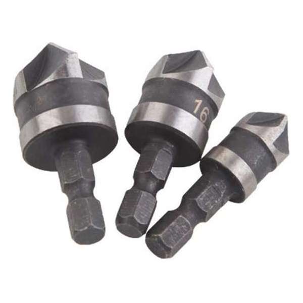DW4Trading® Verzinkboor set van 3 met 6-kant schacht 12, 16 en 19mm DW4Trading® Verzinkboor set van 3 met 6-kant schacht 12, 16 en 19mm