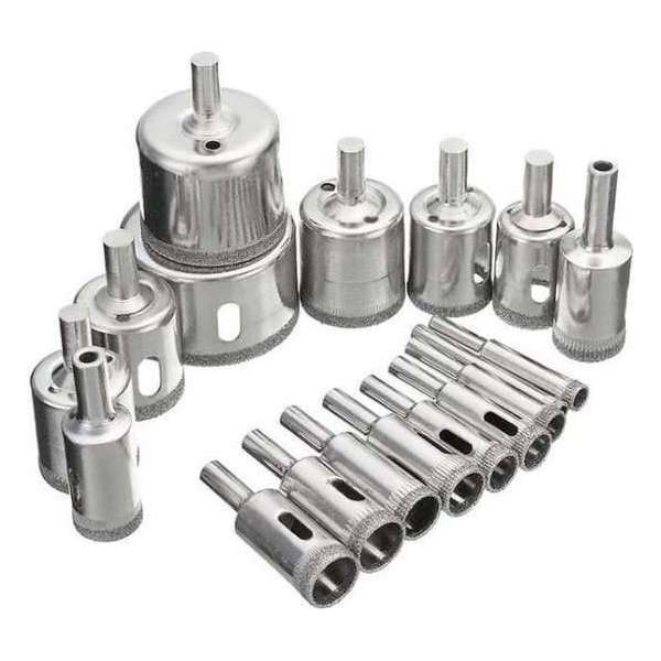 Diamantboor set 17 stuks - diamantboren maat 6 / 50mm - type gatzaag - tegelboren - diamantboor Diamantboor set 17 stuks - diamantboren maat 6 / 50mm - type gatzaag - tegelboren - diamantboor
