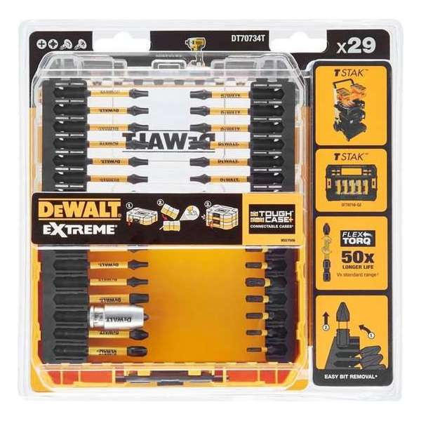 Dewalt DT70734T-QZ 29-delige bitset in cassette - PZ/TX Dewalt DT70734T-QZ 29-delige bitset in cassette - PZ/TX