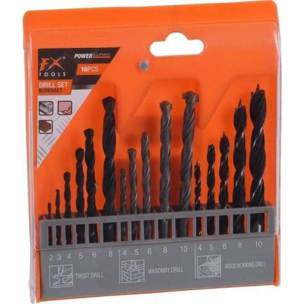 Boorset/borenset voor metaal/steen/hout - 2 tot 10 mm - 16-delig - Drillset - Klusbenodigdheden Boorset/borenset voor metaal/steen/hout - 2 tot 10 mm - 16-delig - Drillset - Klusbenodigdheden