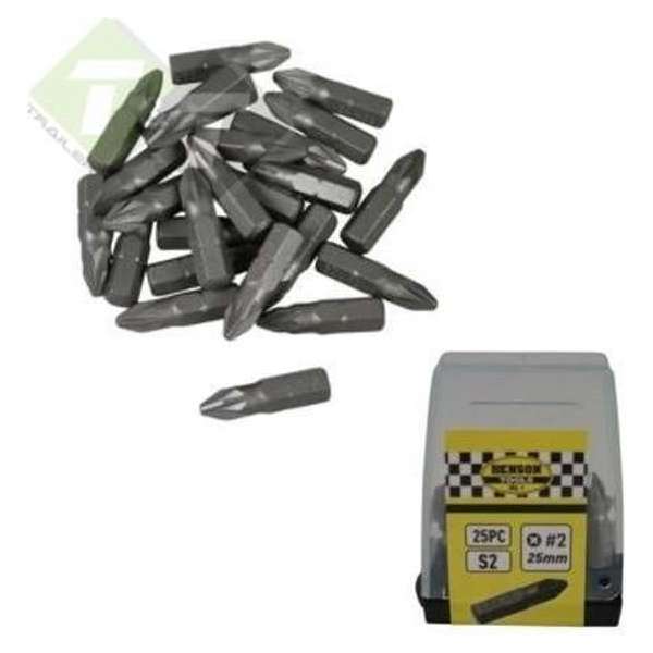 Geharde bitset 25 stuks, Kruis/Sterkop bits, S2 PZ2 Geharde bitset 25 stuks, Kruis/Sterkop bits, S2 PZ2
