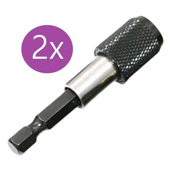 Set van 2 Bithouder met Lock - Verlengstuk bit - 1/4'' en 6,35 mm - voor Schroefboormachine Set van 2 Bithouder met Lock - Verlengstuk bit - 1/4'' en 6,35 mm - voor Schroefboormachine