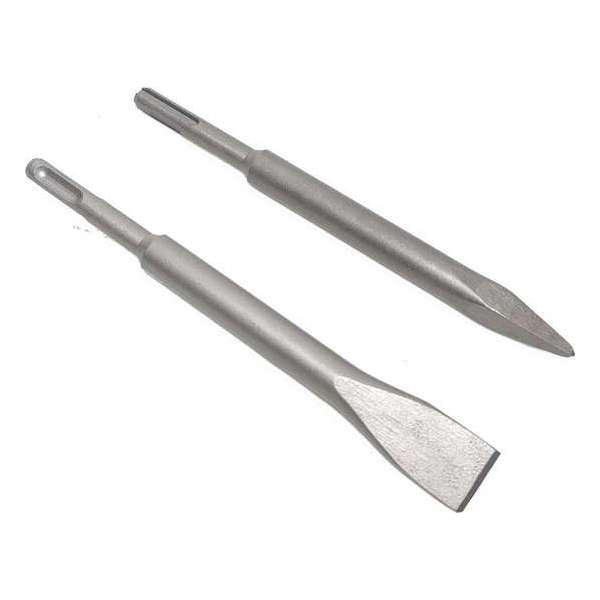 2 Delige SDS+ Beitel set 20cm set sds-plus gehard staal punt en plat 2 Delige SDS+ Beitel set 20cm set sds-plus gehard staal punt en plat