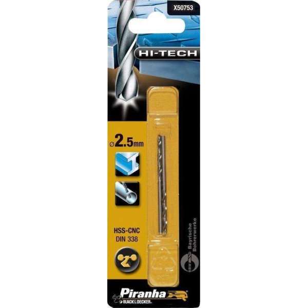 Piranha HI-TECH metaalboor 2x 2,5mm X50753 Piranha HI-TECH metaalboor 2x 2,5mm X50753