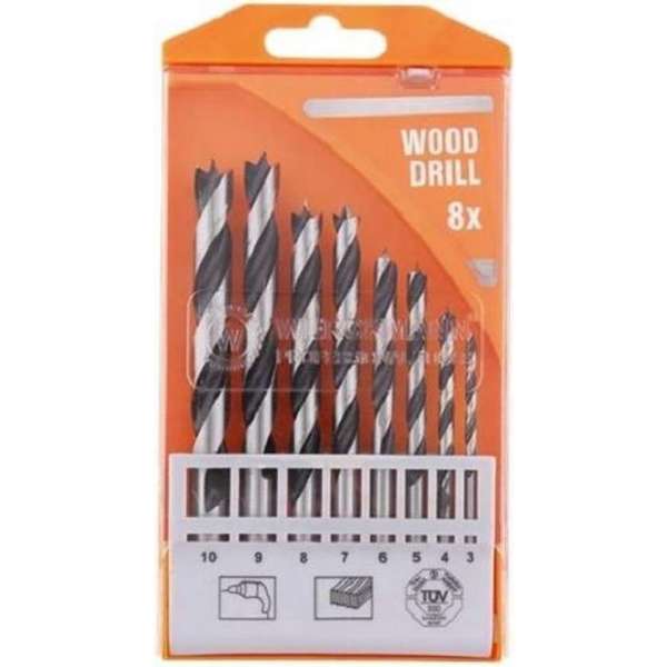 Houtboren - Houtboren-set - 8-delig - Diameters: 3 - 4 -5 - 6 - 7 - 8 - 9 -10 mm Houtboren - Houtboren-set - 8-delig - Diameters: 3 - 4 -5 - 6 - 7 - 8 - 9 -10 mm