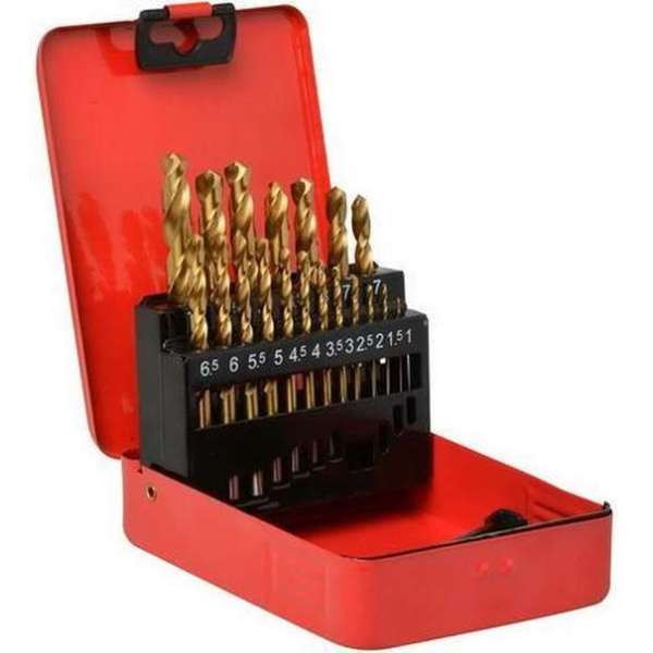 Blanko - 19-delig borenset - 1 T/M 10mm + Metalen box Blanko - 19-delig borenset - 1 T/M 10mm + Metalen box