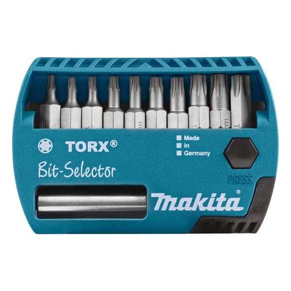Makita P-53768 Schroefbitset 11-dlg TORX Makita P-53768 Schroefbitset 11-dlg TORX