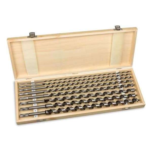 Spiraalboorset - 8 stuks - 46 cm lang - houtboor - met voorsnijder Spiraalboorset - 8 stuks - 46 cm lang - houtboor - met voorsnijder