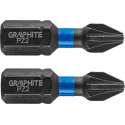 GRAPHITE Bit IMPACT PZ 2 x 25 mm, S2 Staal Full Fit Kop, 2 stuks