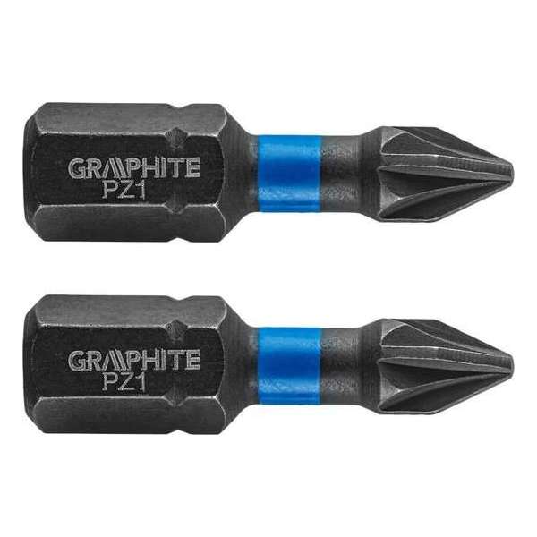 GRAPHITE Bit IMPACT PZ 1 x 25 mm, S2 Staal Full Fit Kop, 2 stuks GRAPHITE Bit IMPACT PZ 1 x 25 mm, S2 Staal Full Fit Kop, 2 stuks