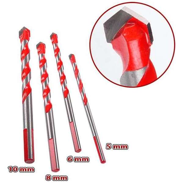 Set van 4 glas-, spiegel-, metaal- en tegelboren (5, 6, 8, 10 mm) Set van 4 glas-, spiegel-, metaal- en tegelboren (5, 6, 8, 10 mm)