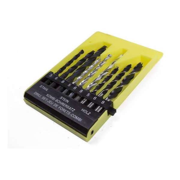 Boorset Staal Steen Hout boor 9 delig Combi Assortiment set Boorset Staal Steen Hout boor 9 delig Combi Assortiment set