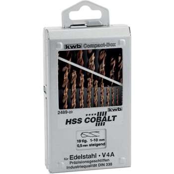 KWB HSS Cobalt Spirlboren - 1-10 mm - 19-delig