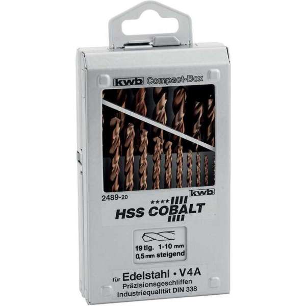KWB HSS Cobalt Spirlboren - 1-10 mm - 19-delig KWB HSS Cobalt Spirlboren - 1-10 mm - 19-delig