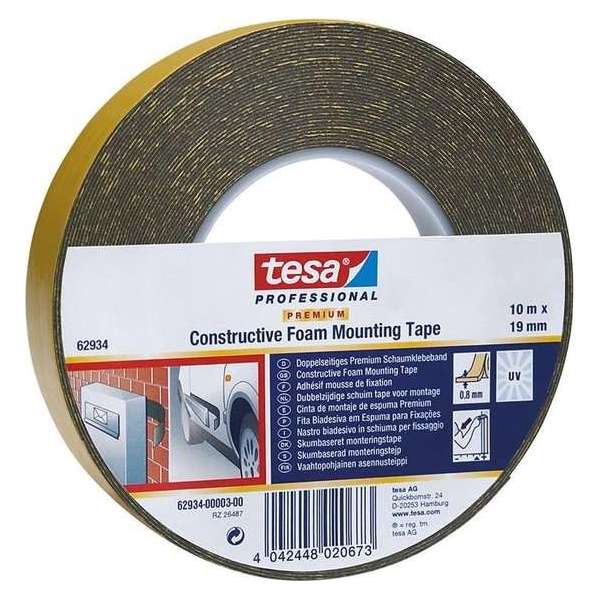Tesa 62934 PE-Schuimtape - Dubbelzijdig - Constructie - Zwart - 19mm x 10m Tesa 62934 PE-Schuimtape - Dubbelzijdig - Constructie - Zwart - 19mm x 10m
