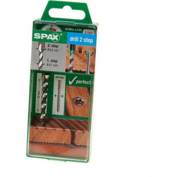 Spax trappenboor 4,1/6,5mm tbv vlonderschroef Spax trappenboor 4,1/6,5mm tbv vlonderschroef