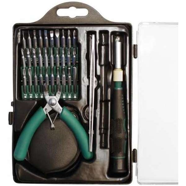 Mannesmann precisie gereedschapsset - 36-delig - S2 staal - groen Mannesmann precisie gereedschapsset - 36-delig - S2 staal - groen