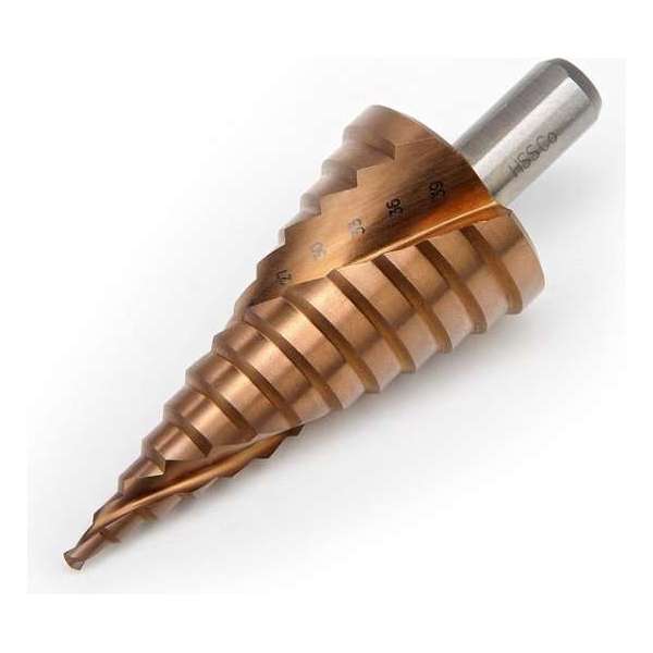 Stappenboor HSS - 5% Cobalt Tin Gecoate Trapgatboor Stappenboor HSS - 5% Cobalt Tin Gecoate Trapgatboor