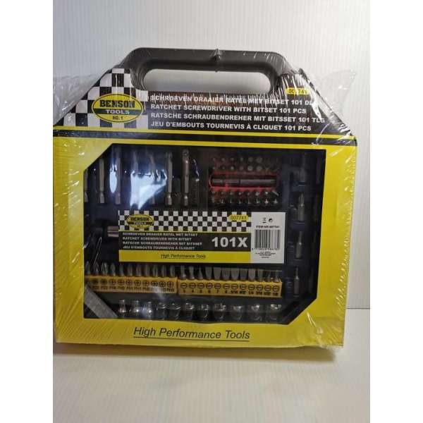 Benson Tools no.1 Schroevendraaier ratel met bitset 101-delig Benson Tools no.1 Schroevendraaier ratel met bitset 101-delig