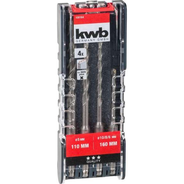 kwb 109164 Carbide Hamerboorset 4-delig 5.0 mm, 6.0 mm, 8.0 mm, 10.0 mm SDS-Plus 1 set(s) kwb 109164 Carbide Hamerboorset 4-delig 5.0 mm, 6.0 mm, 8.0 mm, 10.0 mm SDS-Plus 1 set(s)