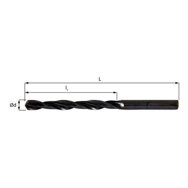 Huvema - HSS Spiraalboren, rolgewalst, Type N, Lang (5xD), DIN 338 - ød 0,5mm - L 24mm - l1 6 mm Huvema - HSS Spiraalboren, rolgewalst, Type N, Lang (5xD), DIN 338 - ød 0,5mm - L 24mm - l1 6 mm