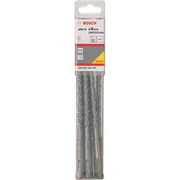 Bosch 2608585624 SDS-Plus Hamerboor Plus 5 - 2-snijder - 8 x 150 x 215mm (10st) Bosch 2608585624 SDS-Plus Hamerboor Plus 5 - 2-snijder - 8 x 150 x 215mm (10st)