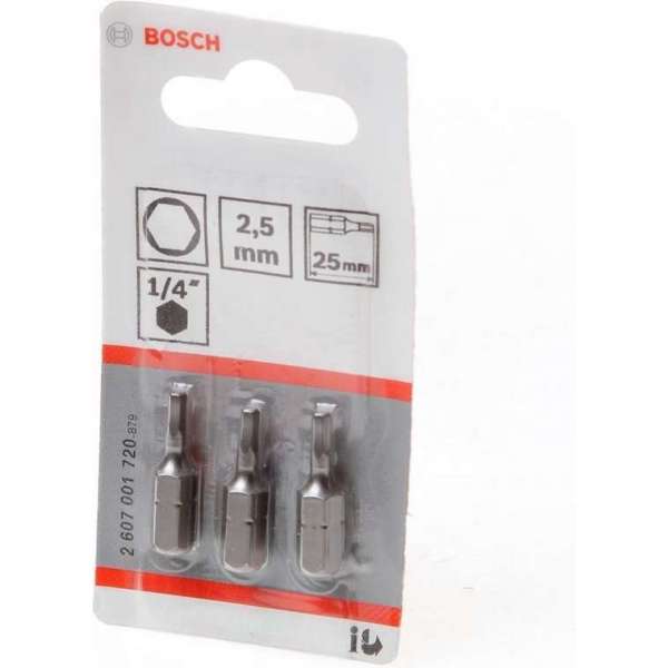 Bosch Bitskaart inbus 2.5mm blister van 3 bits Bosch Bitskaart inbus 2.5mm blister van 3 bits