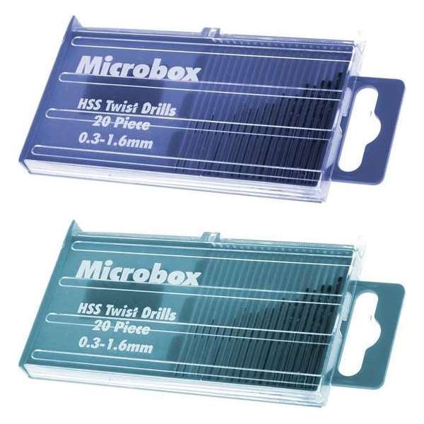 Set van 40 micro hss boortjes 0.3 - 1.6 mm in doosjes Set van 40 micro hss boortjes 0.3 - 1.6 mm in doosjes
