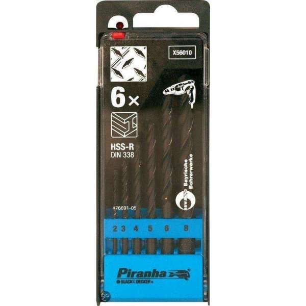 Piranha HSS metaalboren cassette, 6 stuks 2 - 8mm X56010 Piranha HSS metaalboren cassette, 6 stuks 2 - 8mm X56010