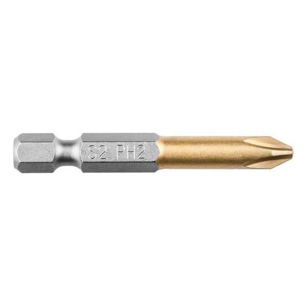 Bit PH 2, 50mm S2 TIN, 1 op een blister Bit PH 2, 50mm S2 TIN, 1 op een blister