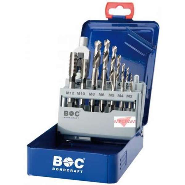 Bohrcraft handtappenset M3-M12 HSS-G met voorboordiameters - tappenset Bohrcraft handtappenset M3-M12 HSS-G met voorboordiameters - tappenset