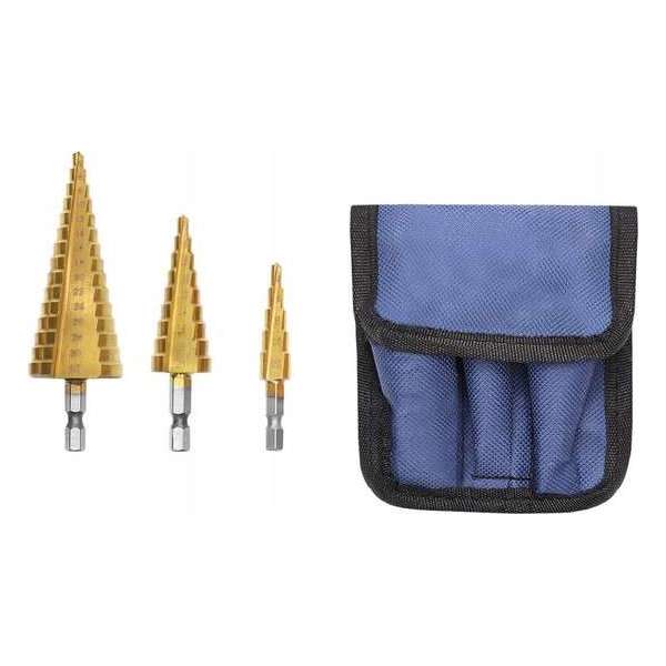 HSS Stappenboor Set - Trapboor Stappenboren - Getrapte Conische Plaatboor Boor Bit Stappenboorset 3-Delig HSS Stappenboor Set - Trapboor Stappenboren - Getrapte Conische Plaatboor Boor Bit Stappenboorset 3-Delig