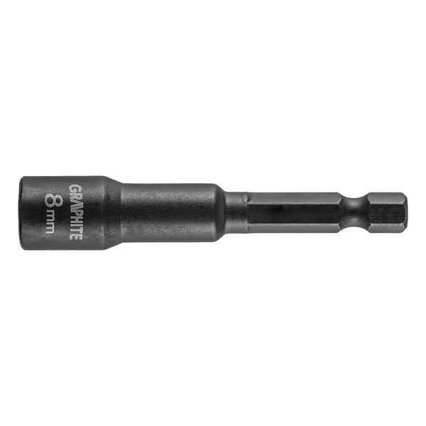 GRAPHITE Dop / Bit IMPACT 8 mm x 65 mm, S2 Staal Magnetisch GRAPHITE Dop / Bit IMPACT 8 mm x 65 mm, S2 Staal Magnetisch