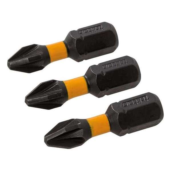 Pozidriv impact schroefbit, 3 pk. PZ2, 25 mm Pozidriv impact schroefbit, 3 pk. PZ2, 25 mm
