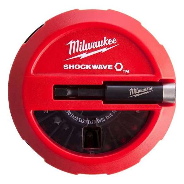 Milwaukee 4932430904 Shockwave Puck set 15 delige impact duty bitset in cassette Milwaukee 4932430904 Shockwave Puck set 15 delige impact duty bitset in cassette