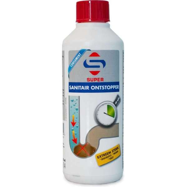 SUPER Sanitair Ontstopper 500ML DE KRACHTIGSTE ONTSTOPPER VOOR CONSUMENTEN! SUPER Sanitair Ontstopper 500ML DE KRACHTIGSTE ONTSTOPPER VOOR CONSUMENTEN!