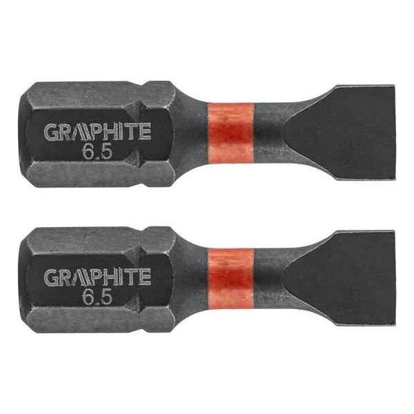 GRAPHITE Bit IMPACT SL 6.5 x 25 mm, S2 Staal Full Fit Kop, 2 stuks GRAPHITE Bit IMPACT SL 6.5 x 25 mm, S2 Staal Full Fit Kop, 2 stuks
