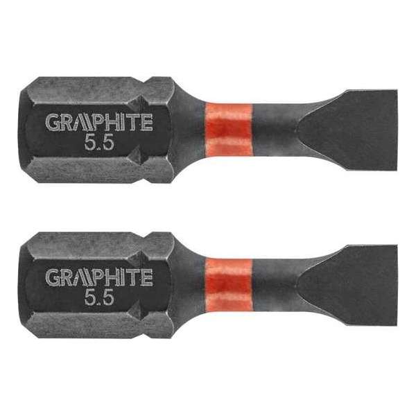GRAPHITE Bit IMPACT SL 5.5 x 25 mm, S2 Staal Full Fit Kop, 2 stuks GRAPHITE Bit IMPACT SL 5.5 x 25 mm, S2 Staal Full Fit Kop, 2 stuks