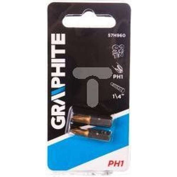 Schroef Bit PH 1, 25 mm. (2X) GRAPHITE Schroef Bit PH 1, 25 mm. (2X) GRAPHITE