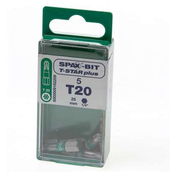 Spax Bit TX20 groen blister van 5 bits Spax Bit TX20 groen blister van 5 bits