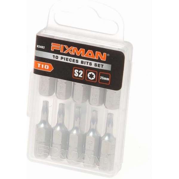 Fixman Bitset 1/4" tx10 x 25mm blister van 10 bits Fixman Bitset 1/4" tx10 x 25mm blister van 10 bits