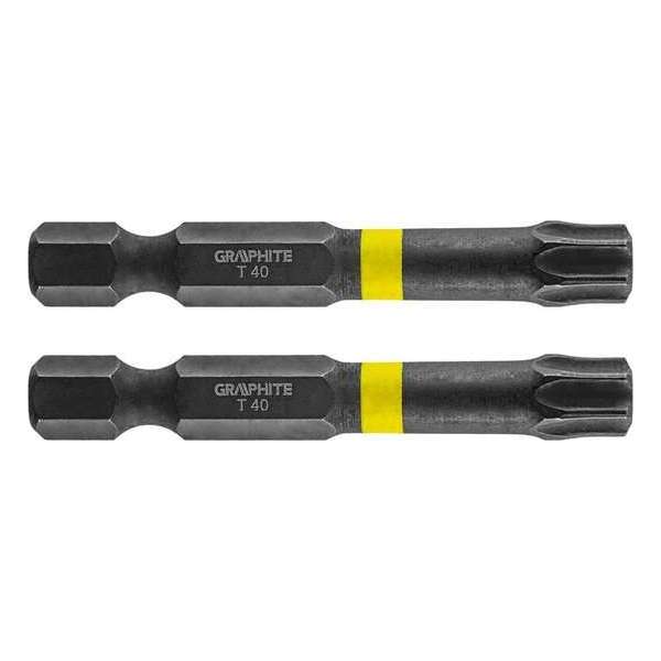 GRAPHITE Bit IMPACT TX 40 x 50 mm, S2 Staal Full Fit Kop, 2 stuks GRAPHITE Bit IMPACT TX 40 x 50 mm, S2 Staal Full Fit Kop, 2 stuks