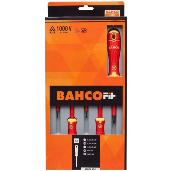 BAHCO schroevendraaierset 5 stuks B220.005 BAHCO schroevendraaierset 5 stuks B220.005