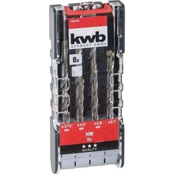 kwb 109145 Carbide Steen-spiraalboorset 8-delig 3.0 mm, 10.0 mm, 4.0 mm, 9.0 mm, 5.0 mm, 8.0 mm, 6.0 mm, 7.0 mm 1 set(s) kwb 109145 Carbide Steen-spiraalboorset 8-delig 3.0 mm, 10.0 mm, 4.0 mm, 9.0 mm, 5.0 mm, 8.0 mm, 6.0 mm, 7.0 mm 1 set(s)