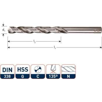 Rotec HHS-G Spiraalboor DIN338 type N  3,5 mm  10 st.