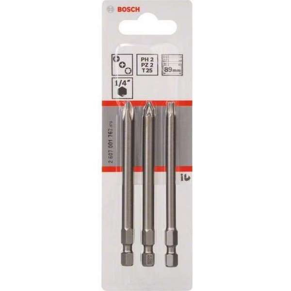 Bosch - BITSETXH-TORS/PH2.PZ2.T25/89MM - 3 stuks Bosch - BITSETXH-TORS/PH2.PZ2.T25/89MM - 3 stuks
