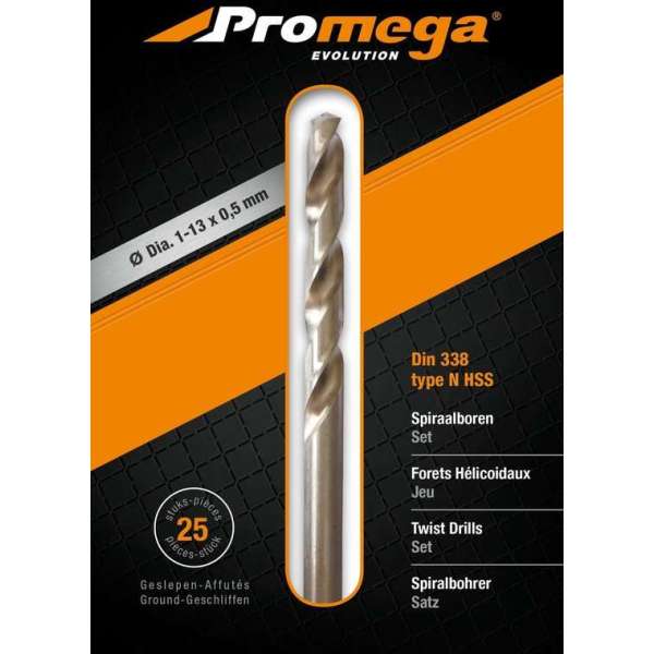 PROMEGA - SET BLANK GESLEPEN BOREN 1-13/0,5 MM - 25 PCS - G - 1-13/0.5 MM - 25 PCS - G PROMEGA - SET BLANK GESLEPEN BOREN 1-13/0,5 MM - 25 PCS - G - 1-13/0.5 MM - 25 PCS - G