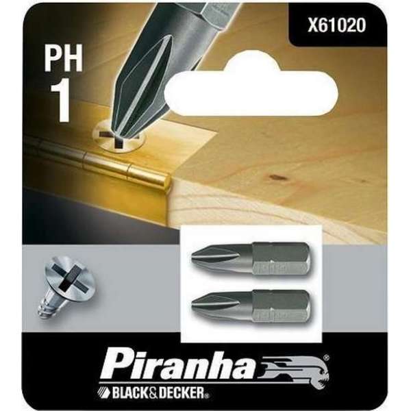 Piranha schroefbit ph1 X61020 (2 stuks) 25mm Piranha schroefbit ph1 X61020 (2 stuks) 25mm